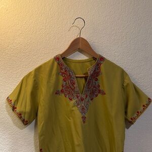Embroidered lime green Top